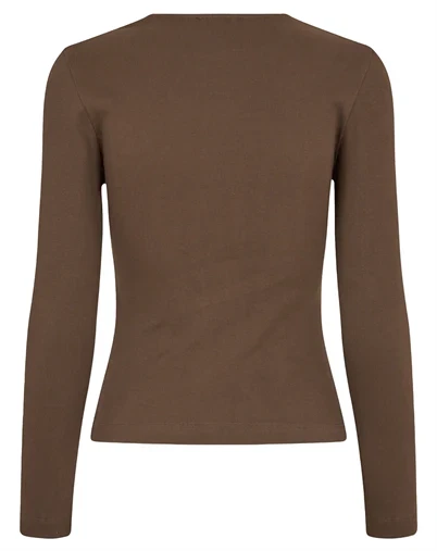 Stine Goya - Long Sleeve Rib Top - Chicory Coffee